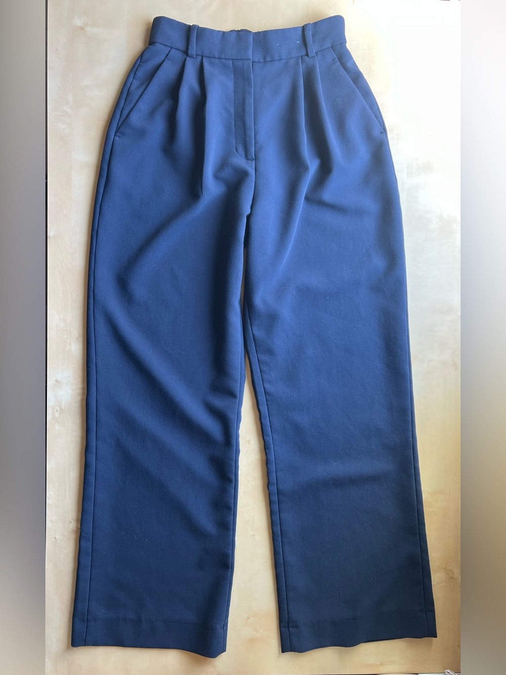 Abercrombie & Fitch Curve Love Navy Wide-Leg Trousers Old Money Effortless Pants - Picture 4 of 10